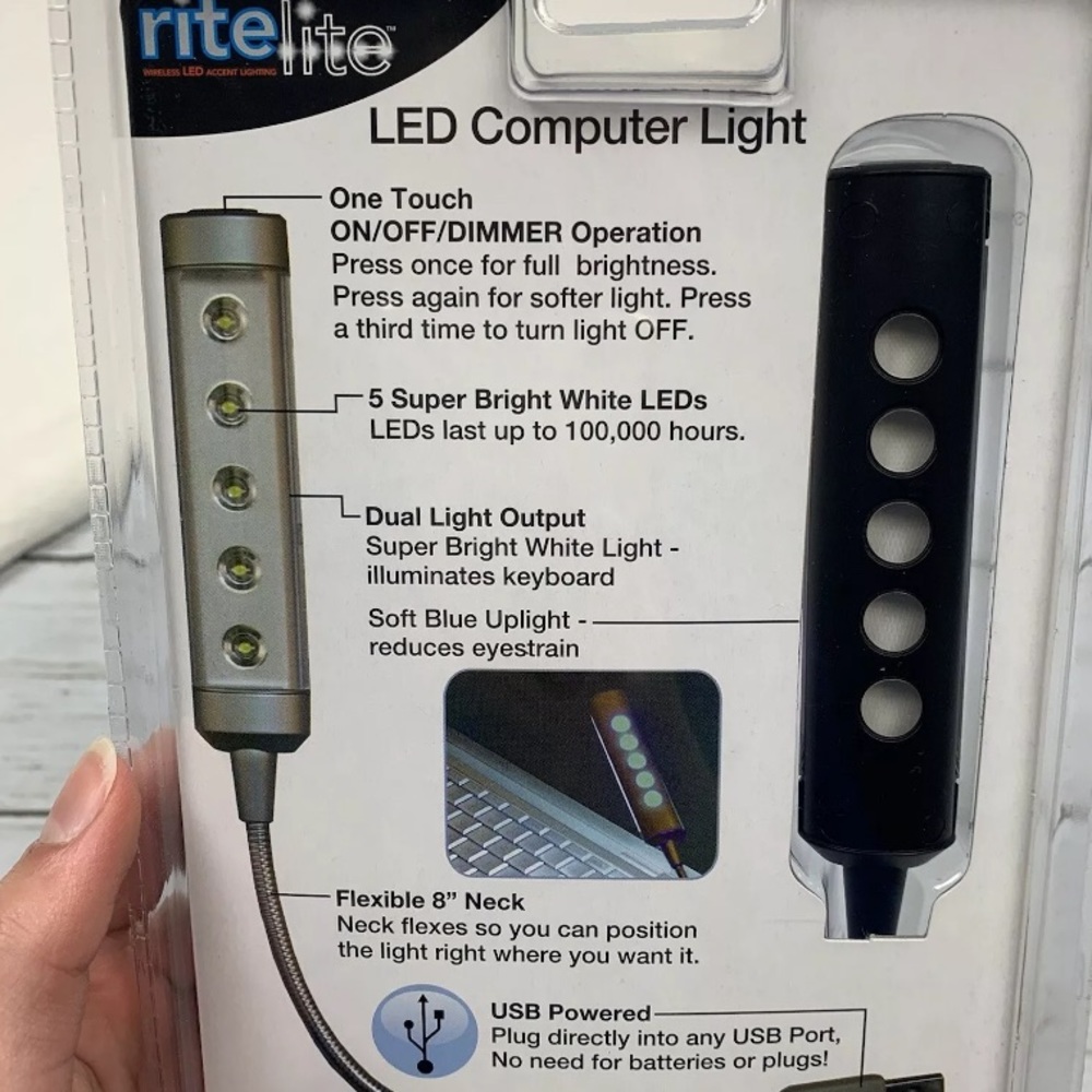 rite lite USB Operated LED Computer Light 8" Neck - Picture 6 of 8